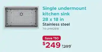 Bath Depot Single undermount kitchen sink 28 x 18 in offer