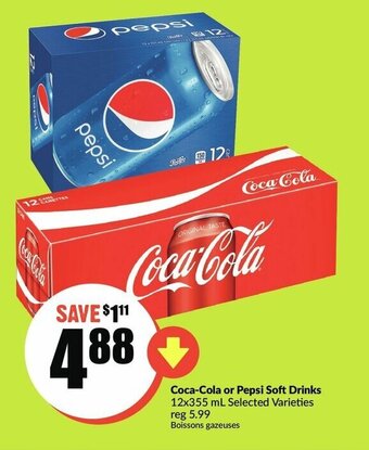 FreshCo Coca-cola or pepsi soft drinks offer