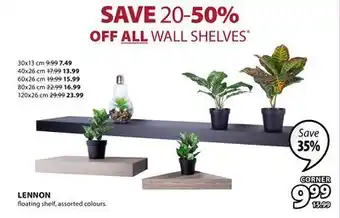 JYSK Lennon floating shelf, assorted colours offer