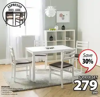 JYSK Ersmark solid wood/mdf dining available in white or espresso finish offer