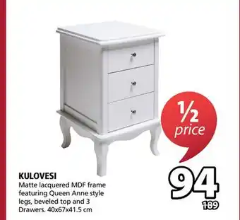 JYSK Kulovesi 3 drawer nightstand offer