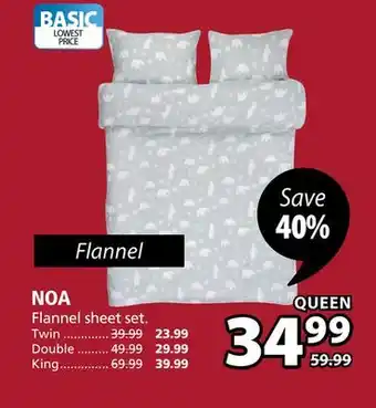 JYSK Noa flannel sheet set offer