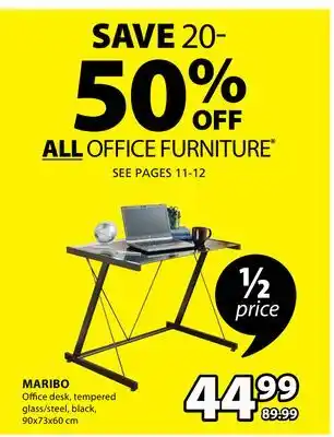 JYSK Maribo office desk, tempered glass/steel, black offer