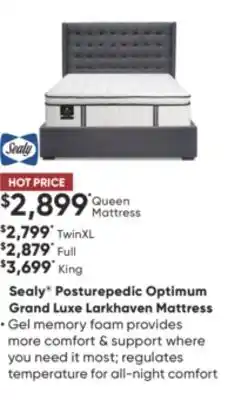 Sleep Country Sealy posturepedic optimum grand luxe larkhaven mattress offer