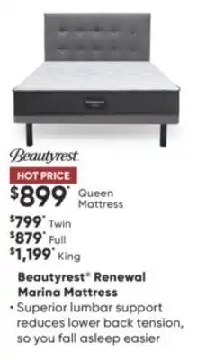 Sleep Country Beautyrest renewal marina mattress offer