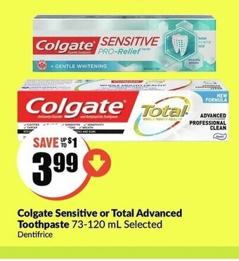 FreshCo Colgate sensitive or total advanced toothpaste offer