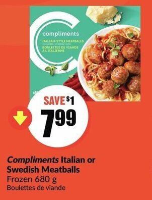 FreshCo Compliments italian or swedish meatballs offer