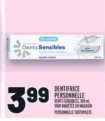 Metro Dentifrice personnelle | personnelle toothpaste offer