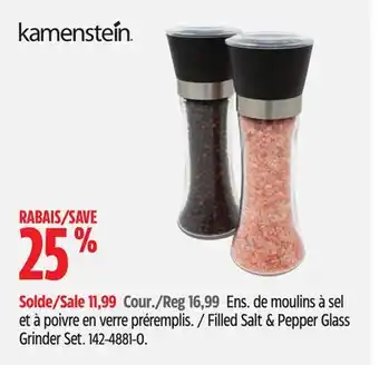 Canadian Tire Kamenstein filled salt & pepper glass grinder set offer