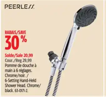 Canadian Tire Peerless 6-setting hand-held shower head offer