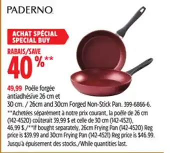 Canadian Tire Paderno 26cm and 30cm forged non-stick pan offer
