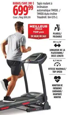 Canadian Tire Sunny health & fitness tm100 auto-incline treadmill offer
