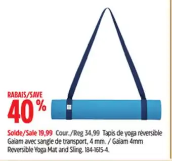 Canadian Tire Gaiam 4mm reversible yoga mat and sling offer