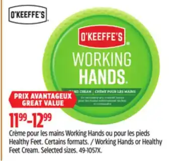 Canadian Tire O'keeffe's working hands or healthy feet cream offer