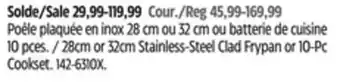 Canadian Tire Vida-by-paderno 28cm or 32cm stainless-steel clad frypan or 10-pc cookset offer
