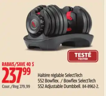 Canadian Tire Bowflex selecttech 552 adjustable dumbbell offer