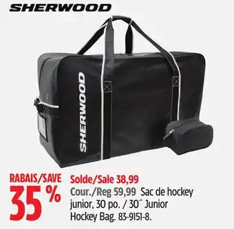 Canadian Tire Sherwood 30˝ junior hockey bag offer