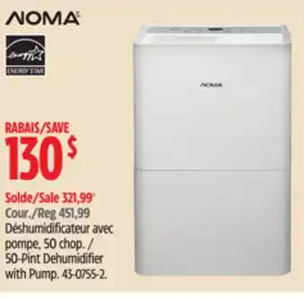 Canadian Tire Noma 50-pint dehumidifier with pump offer