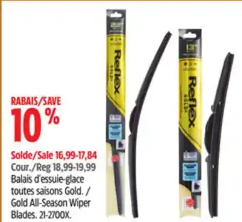 Canadian Tire Reflex gold all-season wiper blades offer