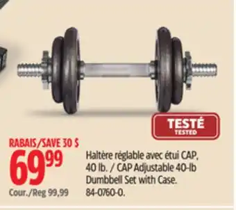 Canadian Tire Cap barbell cap adjustable 40-lb dumbbell set with case offer