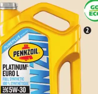 Canadian Tire Pennzoil platinum euro synthetic motor oil offer
