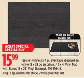 Canadian Tire Korhani 3 x 4´ vinyl mat with bonus 18 x 29˝ vinyl doormat offer
