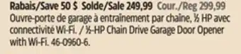 Canadian Tire Chamberlain 1⁄2-hp chain drive garage door opener with wi-fi offer