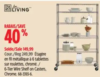 Canadian Tire For-living 6-tier wire shelf on casters, chrome offer