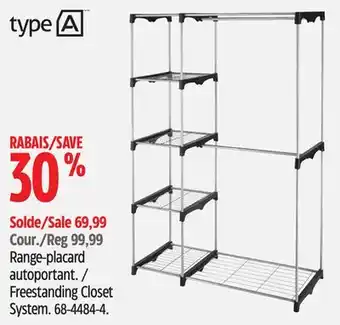 Canadian Tire Type a freestanding closet system offer