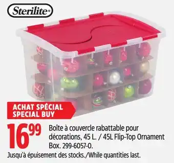 Canadian Tire Sterilite 45l flip-top ornament box offer