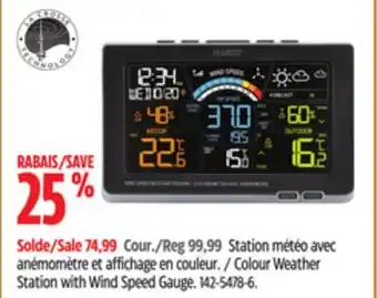 Canadian Tire La crosse colour weather station with wind speed gauge offer