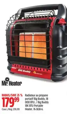 Canadian Tire Mr. heater big buddy 18k btu portable heater offer