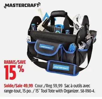 Canadian Tire Mastercraft 15 tool tote with organizer offer