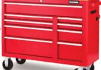Canadian Tire Maximum 47˝ 9-drawer tool cabinet with built-in power bar and usb, solid wood top and 2000-lb caster capacity offer