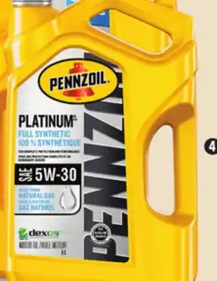 Canadian Tire Pennzoil platinum synthetic motor oil offer