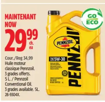 Canadian Tire Pennzoil conventional oil offer