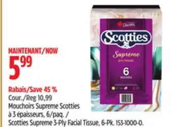 Canadian Tire Scotties supreme 3-ply facial tissue, 6-pk offer
