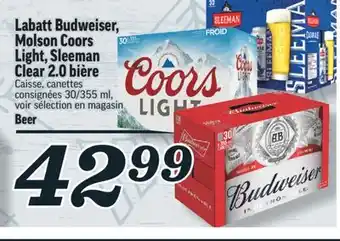 Marché Richelieu Bière labatt budweiser, molson coors light, sleeman clear 2.0 | beer offer