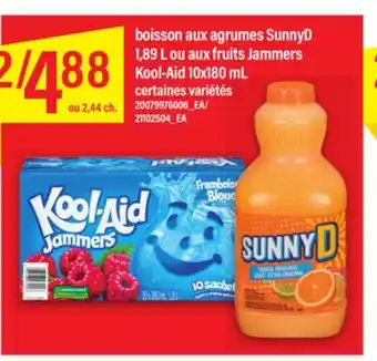 Maxi Boisson aux agrumes sunnyd 1,89 l ou aux fruits jammers kool-aid 10x180 ml offer