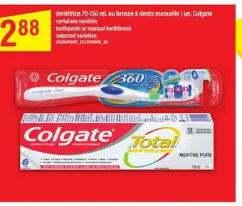 Maxi Dentifrice 70-150 ml ou brosse à dents manuelle 1 un. colgate offer