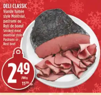 Deli classic viande fumée style montréal, pastrami ou roti de boeuf