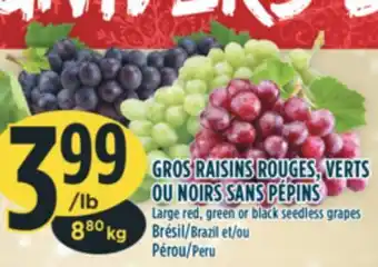 Marché Adonis Gros raisins rouges, verts ou noirs sans pépins offer