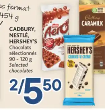 Brunet Cadbury, nestlé, hershey's chocolats sélectionnés offer