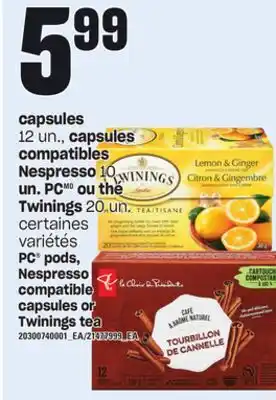 Provigo Capsules, 12 un., capsules compatibles nespresso, 10 un. pc ou thé twinings, 20 un offer