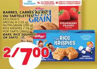 Marché Bonichoix Kellogg's special k (125 g),nutri-grain (295 g), rice krispies (176 g),pop-tarts (384 g) bars, rice squares or tarts offer