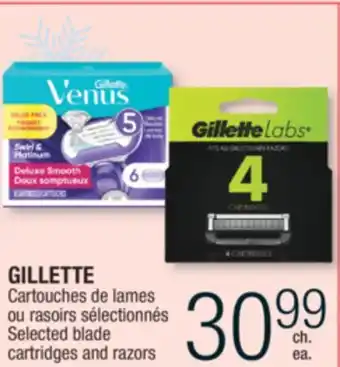 Jean Coutu Gillette selected blade cartridges and razors offer