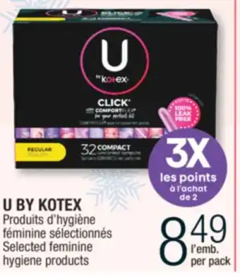 Jean Coutu U by kotex selected feminine hygiene products offer