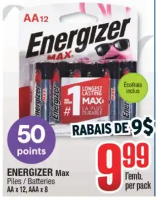 Jean Coutu Energizer max batteries offer