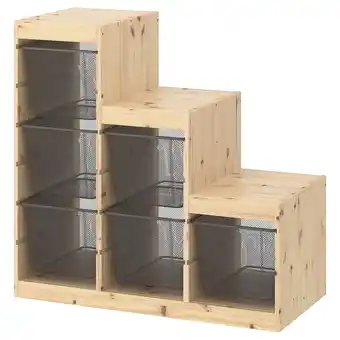 IKEA Trofast storage combination with boxes, light white stained pine/dark gray, 37x17 3/8x35 7/8 offer