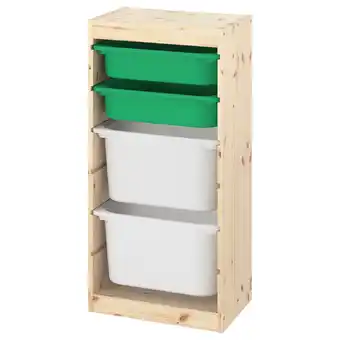 IKEA Trofast storage combination with boxes, light white stained pine green/white, 17 3/8x11 3/4x35 7/8 offer